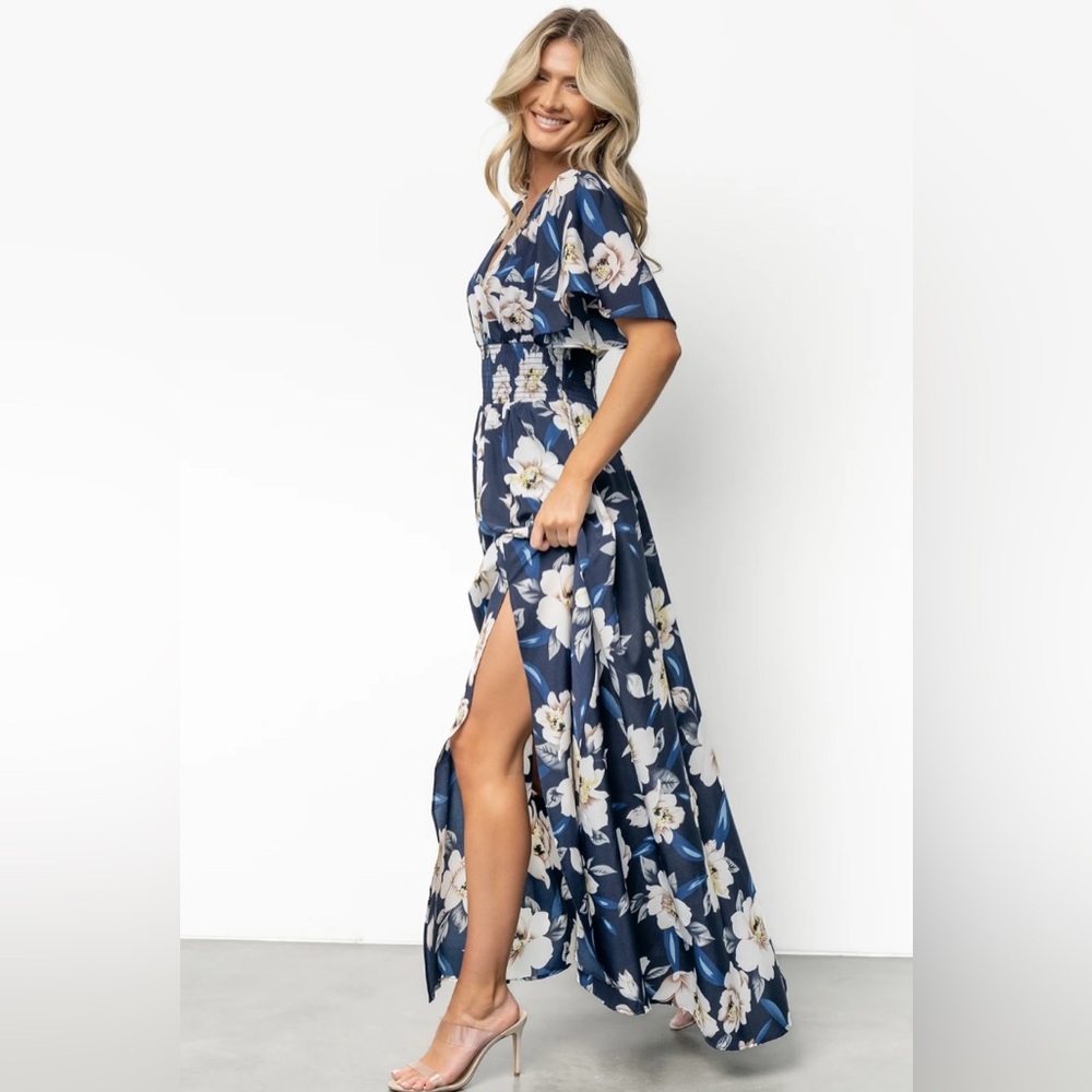 Baltic Born Verona Smocked Navy Floral Maxi Dress